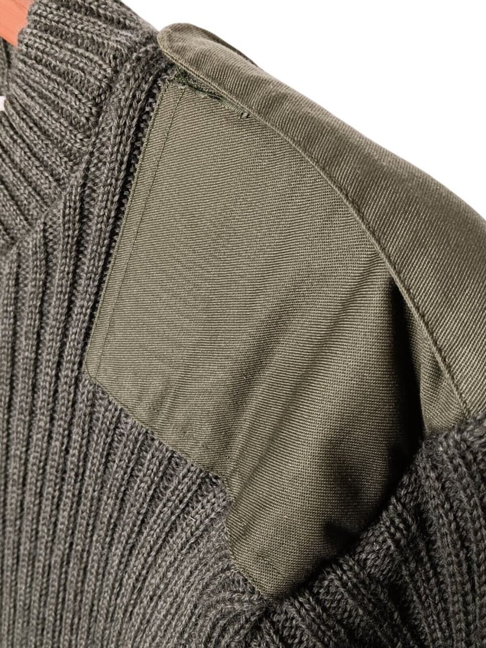 Jersey Mans Heavy Sweater Unisex Size 4 Ribbed Knit Military Police Army Green - Picture 8 of 14